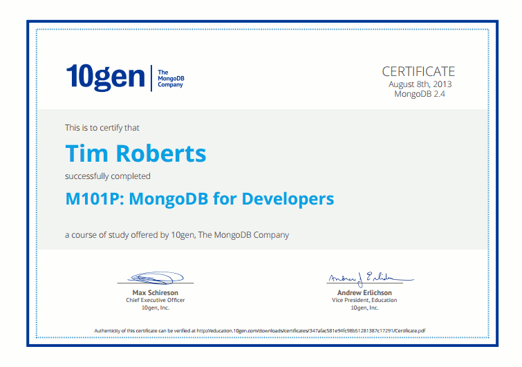 MongoDB for Developers Certificate